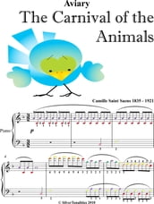 Aviary the Carnival of the Animals Easiest Piano Sheet Music with Colored Notes