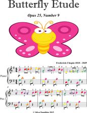 Butterfly Etude Opus 25 Number 9 Easy Piano Sheet Music with Colored Notes