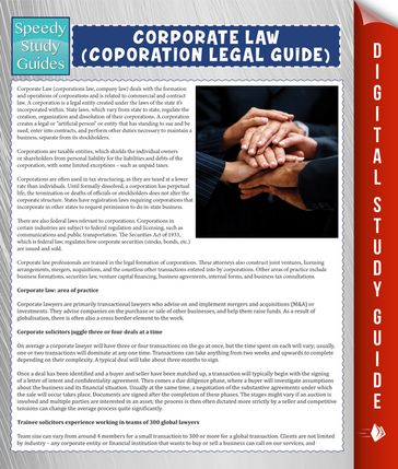 Corporate Law (Coporation Legal Guide) (Speedy Study Guide) - Speedy Publishing