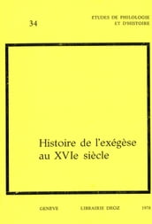 Histoire de l exégèse au XVIe siècle. Actes du colloque international de Genève en 1976