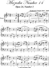 Mazurka Number 14 Easy Piano Sheet Music