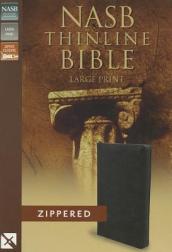 NASB, Thinline Zippered Collection Bible, Large Print, Bonded Leather, Black, Red Letter Edition