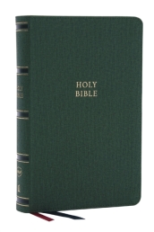 NKJV, Single-Column Reference Bible, Verse-by-verse, Green Leathersoft, Red Letter, Comfort Print (Thumb Indexed)