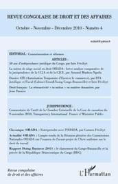 Revue congolaise de droit et des affaires N° 4: Octobre - novembre - décembre 2010