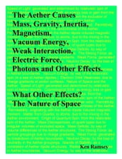 The Aether Causes Mass, Gravity, Inertia, Magnetism, Vacuum Energy, Weak Interaction, Electric Force, Photons and Other Effects. What Other Effects? The Nature of Space.