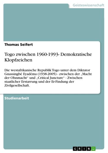 Togo zwischen 1960-1993- Demokratische Klopfzeichen - Thomas Seifert