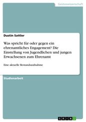 Was spricht für oder gegen ein ehrenamtliches Engagement? Die Einstellung von Jugendlichen und jungen Erwachsenen zum Ehrenamt