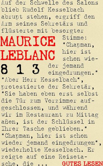 813 oder Das Doppelleben und die drei Verbrechen des Arsène Lupin - Maurice Leblanc