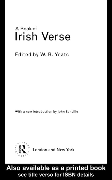 A Book of Irish Verse - W.B. Yeats