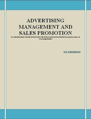 ADVERTISING MANAGEMENT AND SALES PROMOTION - VIKRAMAN N