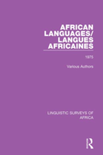 African Languages/Langues Africaines - Various Authors