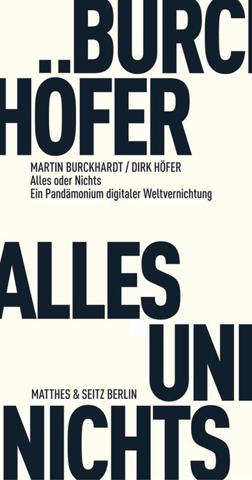 Alles und Nichts - Dirk Hofer - Martin Burckhardt