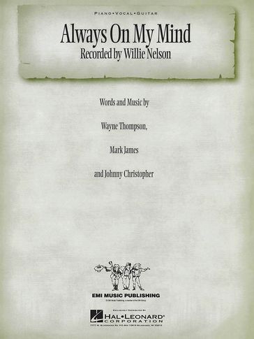 Always on My Mind Sheet Music - Willie Nelson