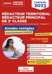 Annales corrigées Rédacteur territorial et Rédacteur principal 2e classe - Catégorie B - Concours 2023