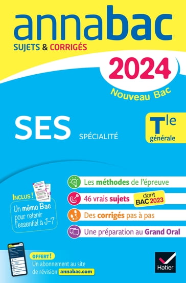 Annales du bac Annabac 2024 SES Tle générale (spécialité) - Sylvie Godineau - Sylvain Leder - Céline Le Feuvre - Denis Martin - François Porphire - Franck Rimbert