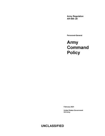 Army Regulation AR 600-20 Army Command Policy February 2021 - United States Government - US Army