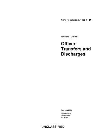 Army Regulation AR 600824 Officer Transfers and Discharges February 2020 - United States Government - US Army