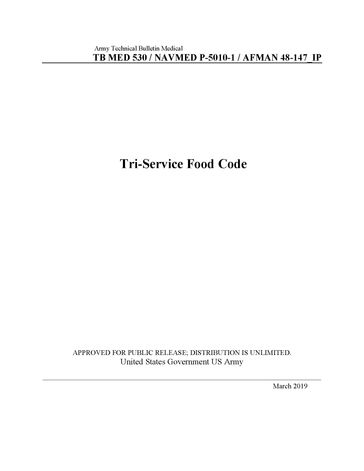 Army Technical Bulletin Medical TB MED 530 / NAVMED P-5010-1 / AFMAN 48-147_IP Tri-Service Food Code March 2019 - United States Government US Army