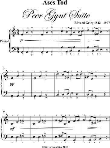 Ases Tod Peer Gynt Suite Easy Piano Sheet Music - Edvard Grieg