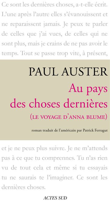 Au pays des choses dernières - Claude Grimal - Paul Auster