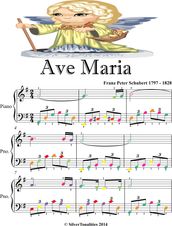 Ave Maria Easy Elementary Piano Sheet Music with Colored Notes
