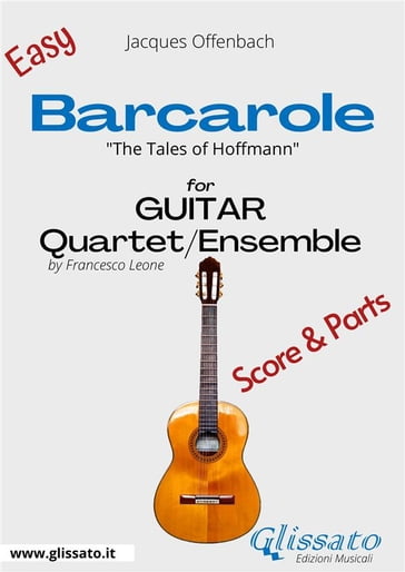 Barcarole - Easy Guitar Quartet score & parts - Jacques Offenbach