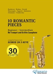 Bb Trumpet and Eb Alto Sax easy duets book - 10 Romantic Pieces (scored in 3 keys)