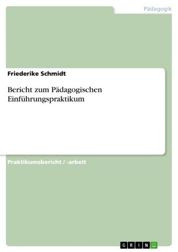 Bericht zum Pädagogischen Einführungspraktikum - Friederike Schmidt