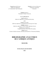 Bibliographie analytique de l Afrique antique LII (2018)