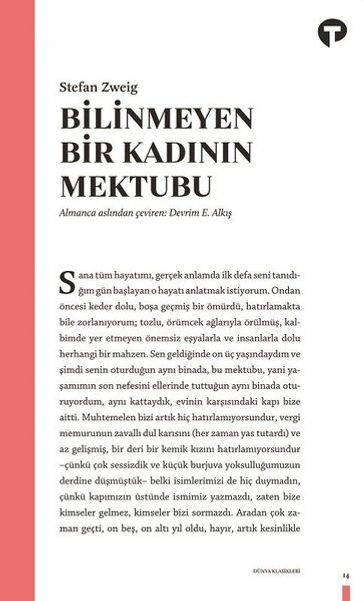 Bilinmeyen Bir Kadnn Mektubu - Stefan Zweig