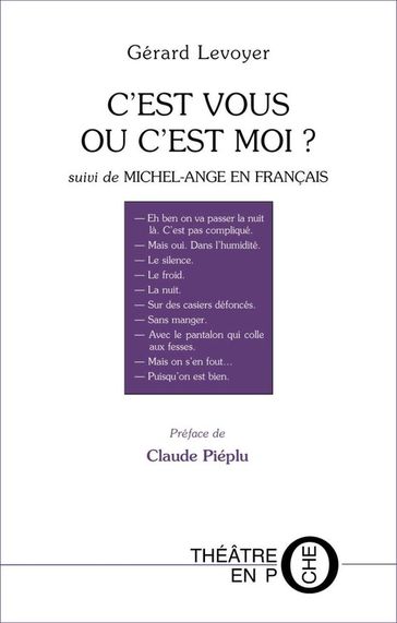 C'est vous ou c'est moi suivi de Michel-Ange en français - Gérard Levoyer