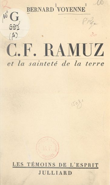 C.F. Ramuz et la sainteté de la terre - Bernard Voyenne - Daniel-Rops