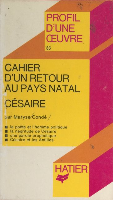 Cahier d'un retour au pays natal - Georges Décote - Maryse Condé