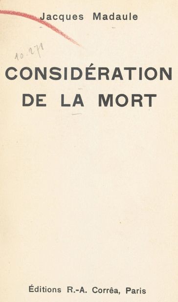 Considération de la mort - Jacques Madaule