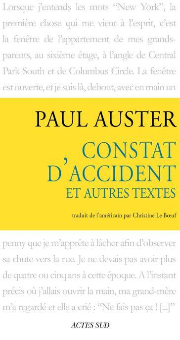 Constat d'accident et autres textes - Paul Auster