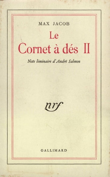 Le Cornet à dés (Tome 2). Note liminaire d'André Salmon - Max Jacob