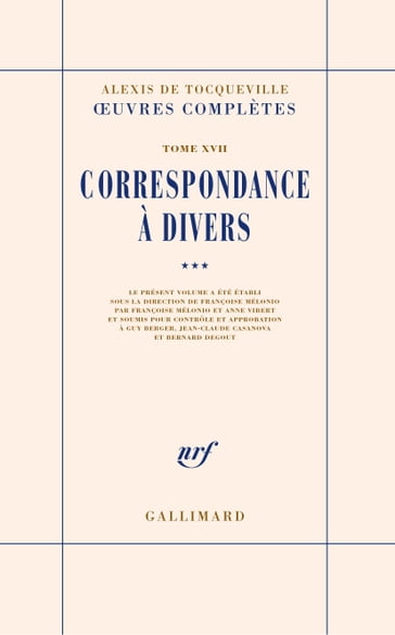 Correspondance à divers (Tome 3) - Alexis De Tocqueville - Françoise Mélonio