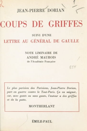 Coups de griffes - André Maurois - Jean-Pierre Dorian