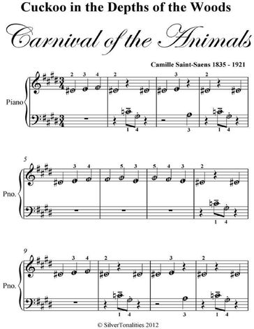 Cuckoo In the Depths of the Woods Carnival of the Animals - Beginner Piano Sheet Music - Silver Tonalities