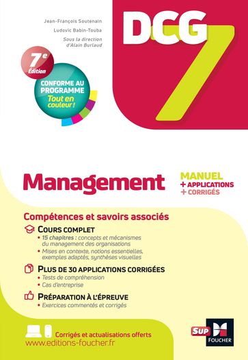 DCG 7 - Management - 7e édition - Manuel et applications - Ludovic Babin-Touba - Jean-François Soutenain - Alain Burlaud