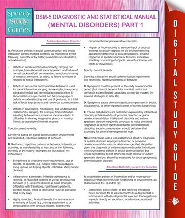DSM-5 Diagnostic and Statistical Manual (Mental Disorders) Part 1 - Speedy Publishing