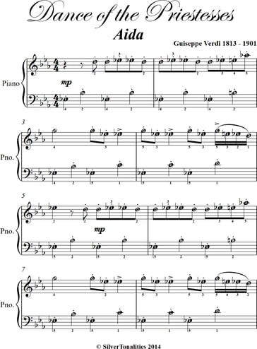 Dance of the Priestesses Aida Easy Piano Sheet Music - Giuseppe Verdi