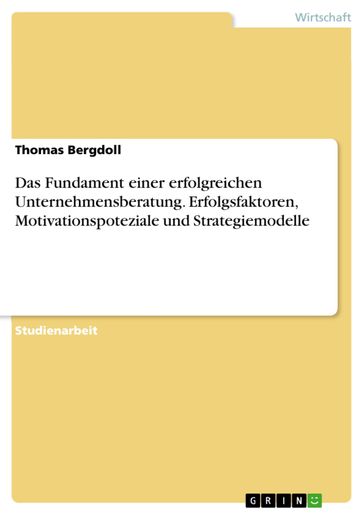 Das Fundament einer erfolgreichen Unternehmensberatung. Erfolgsfaktoren, Motivationspoteziale und Strategiemodelle - Thomas Bergdoll