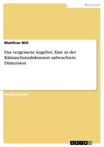 Das vergessene Angebot. Eine in der Klimaschutzdiskussion unbeachtete Dimension - Matthias Will