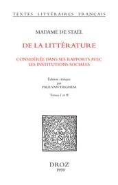 De la Littérature considérée dans sesRapports avec les Institutions sociales