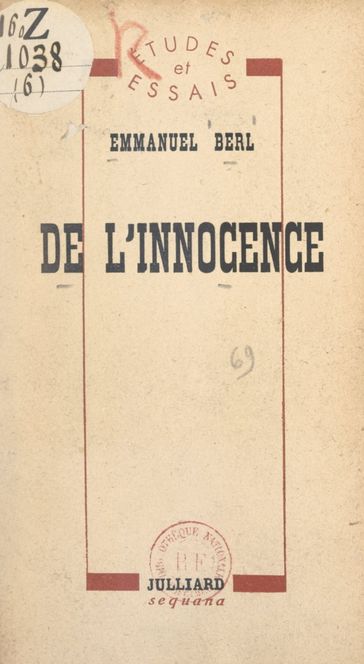 De l'innocence - Emmanuel Berl