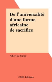 De l universalité d une forme africaine de sacrifice