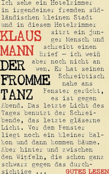 Der fromme Tanz - Roman einer Jugend - Klaus Mann