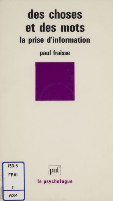 Des choses et des mots - Paul Fraisse