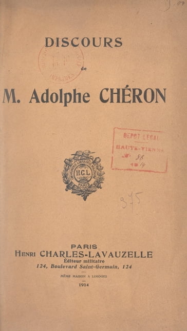 Discours de M. Adolphe Chéron - Adolphe Chéron